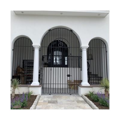 China Decorative Galvanized Wrought Iron Gate With Wheel Swing Gate Opener for sale