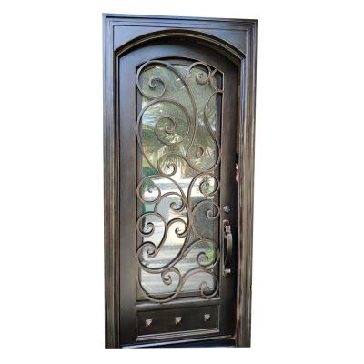 China Front Security Wrought Iron Double Door Entry Decorative Arched Entrance for sale