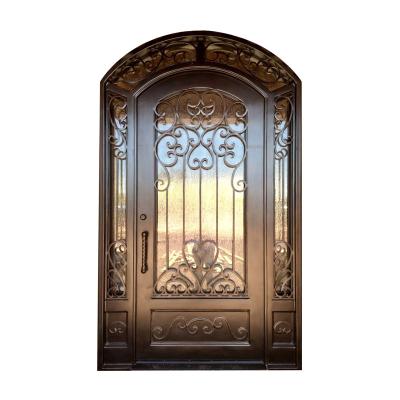 China Main Wrought Iron Front Door Metal Exterior Entrance Push And Pull Door for sale