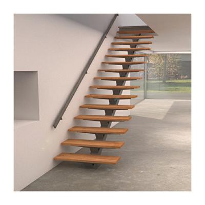 China Factory direct sales indoor wood staircase central stringer straight stairs plan for sale