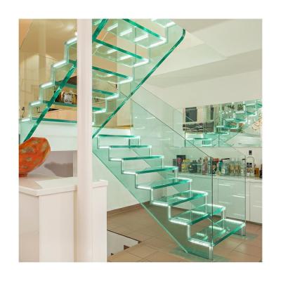 China Staircase pillar glass stair railings price low cost straight staircase for sale