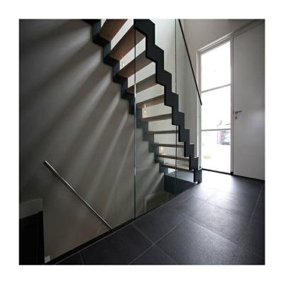 China Residential Mono Stringer Stair Modern Straight Wood Attic Staircase for sale