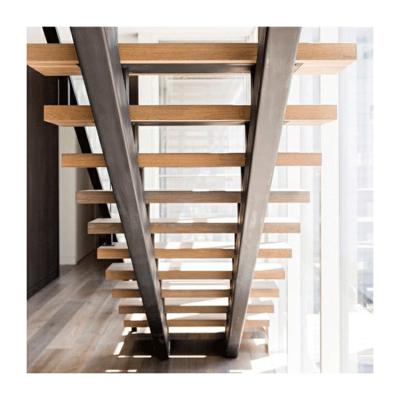 中国 Hotel Mono Stringer Stair Straight Full Wood Staircase WA-SDS1254 販売のため