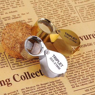 China Fold 30X 21mm Handheld Jewelers Magnifying Glasses Gold Magnifying Glass Jewelry Magnifying Glass for sale
