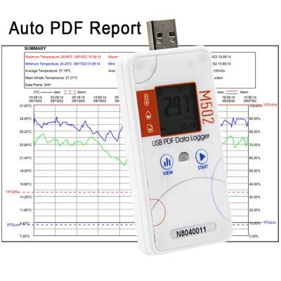 China Disposable USB PDF Digital Temperature Data Logger with LCD Display for sale