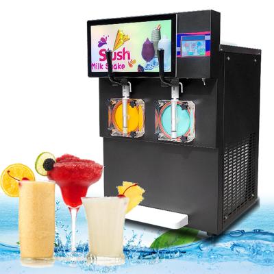 China Handelsübliche Doppeltank-Tiefkühlgetränke Getränke-Maschine Tiefkühl-Cocktail Slushy-Maschine Granita Margarita Slush Slushie Mach zu verkaufen