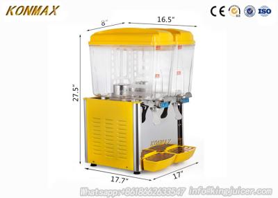 China Commercial 2 Tanks Cold Drink Juice Beverage Dispenser with Jet Spray Refrigerate for sale