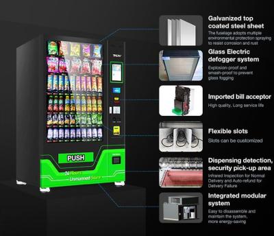 China Elevator Refrigerated 350W Snacks And Drinks Vending Machine for sale