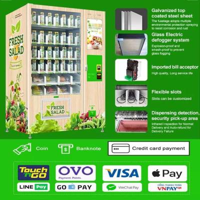 China Fruit Salad Elevator Vending Machine With Conveyor Belt For Fragile Products Te koop