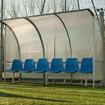 China 4 Seats Outdoor Soccer Team Shelter , Substitute Soccer Benches With Cover for sale