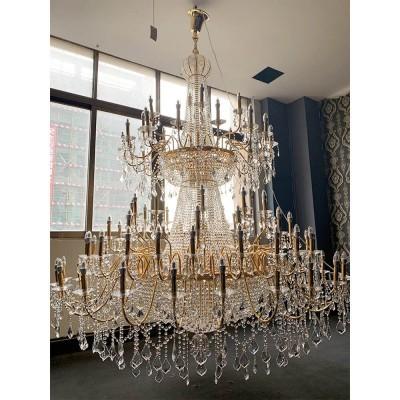 Quality 7ft Wide Large Chandeliers Large Gold Crystal Chandelier For Foyer for sale