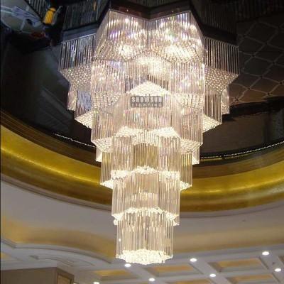 China Height 220cm Big Crystal Chandelier 52 Lights Long Crystal Chandelier for sale