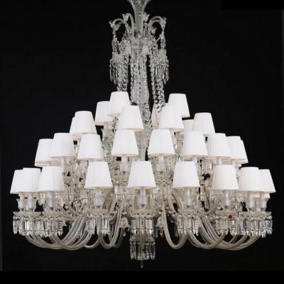 China 48 Lights Baccarat Crystal Chandelier European Style With Fabric Shades for sale