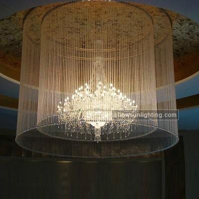 China Lustres grandes de luxo lustre de cristal redondo para salão de casamento à venda