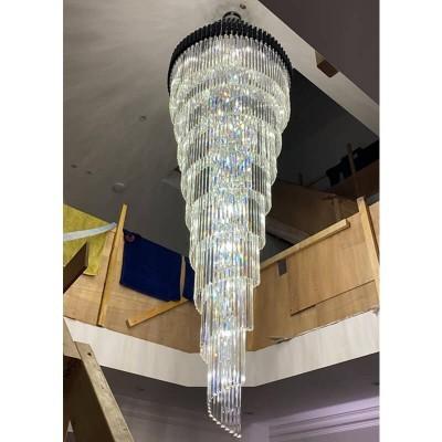 Quality 100cm High Ceiling Crystal Chandelier Spiral Crystal Chandelier For Staircase for sale