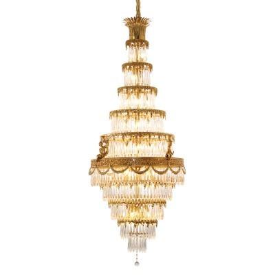China 32 Lights Large High Ceiling Chandelier Width 90cm French Brass Chandelier for sale