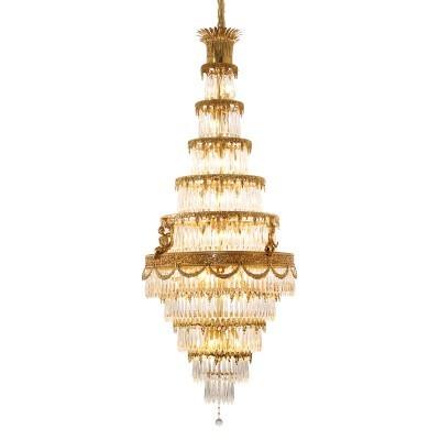 Quality 32 Lights Large High Ceiling Chandelier Width 90cm French Brass Chandelier for sale