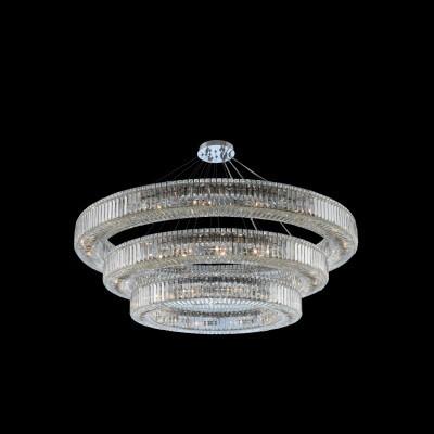 China 60 Inch Large Contemporary Chandeliers Three Tier Round Crystal Chandelier for sale