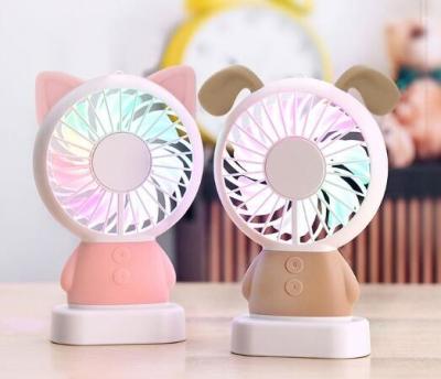 China LED handy chargeable mini electric fan, cute cartoon handy mini stand electric fan, portable mini stand electric fan for sale
