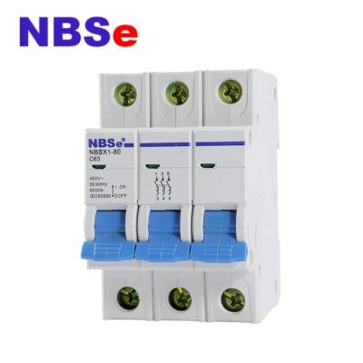 China NBSX1 Series 63A 3 Pole Ype C Breaker Short Circuit Protection For Industry for sale