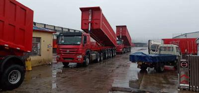 China 5 axle dumper trailer with 13R22.5 Tyre, exported to Ghana with red color,Sinomicc brand semi dump trailer for sale