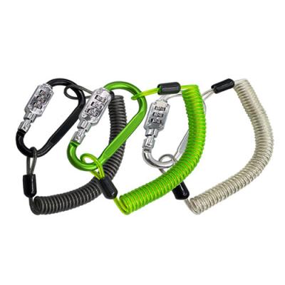 China TPU Plastic Spring Tool Leash With Carabiner Combination Lock For Helmet Safety for sale
