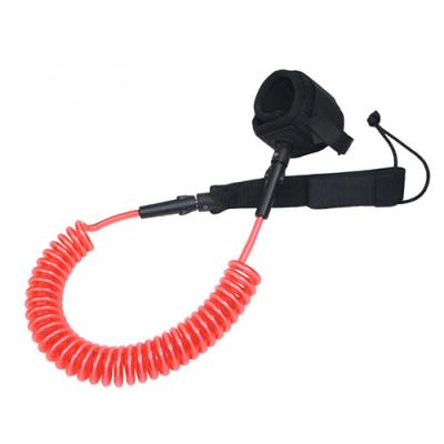 China Customized Bungee Coiled SUP Leash TPU Elastic Heavy Duty Attach To Ankle for sale