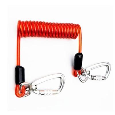 China Stainless Steel Plastic Coil Lanyard Reinforced Fishing Elastic Coiled Cables Snap To Snap for sale