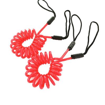 China Hand Safety Plastic Coiled Loop Lanyard Spring Tool Leash Red 7.0mm for sale