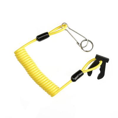 China Anti Drop Using Yellow Spring Coil Lanyard Jet Ski With Swivel for sale
