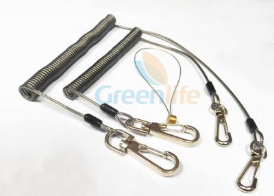China Strong Anti - Drop Spring Steel Coil Tool Lanyard In Transparent Black Color for sale