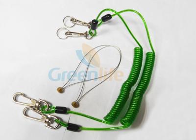 China Green Tool Safety Lanyards , Plastic Coiled Lanyard Cord For Scaffolding for sale
