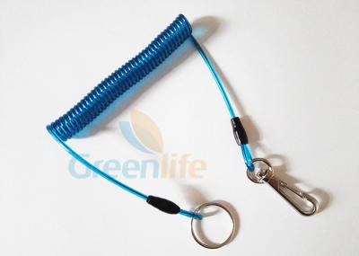 China Transparent coiled security tethers , Snap Hook Split Ring quick release lanyard for sale