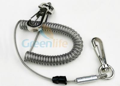 China Quick Release Clips Plastic Coil Lanyard Gray Securing Valuable Items for sale