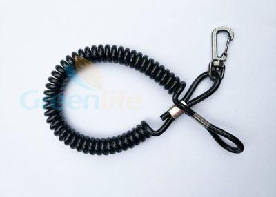 China Fall Protection Plastic Coil Tool Lanyard Black Color With Press-In Hook for sale
