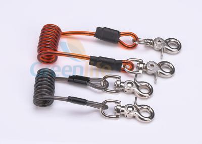 China Double Colors Coil Tool Lanyard 5.0 * 50MM Safety With Zinc Alloy Swivel Snap Hooks for sale