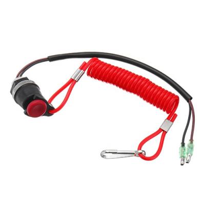 China Red Color Flexible Coil Lanyard For Switch Off Outboard Motor 12CM Length for sale