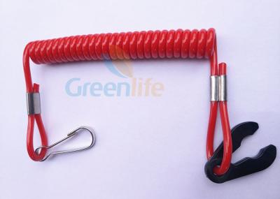 China Quick Cut - Out Kill Switch Lanyard Solid Red Spiralled Strap Stretch 1 Metre for sale