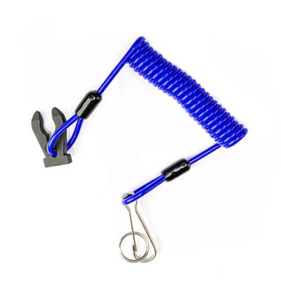 China Durable Safety Outboard Kill Cord Engine Blue Kill Stop Switch Plastic Spiral Lanyard for sale