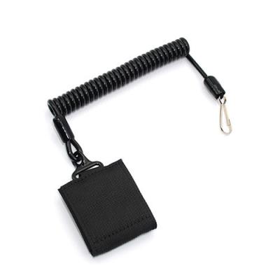 China Black Tactical Coiled Pistol Lanyard With Nylon Web And Snap Hook for sale