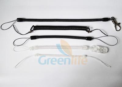 China Black / Clear Coiled Key Lanyard Custom Length Spiral Elastic Key Cords for sale