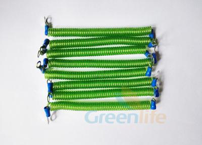 China Stretchy Coiled Lanyard Cord , Fashionable Green Retractable Security Cable for sale