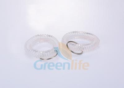 Cina Catena chiave della bobina di plastica di protezione di caduta, bobina di chiave del polso del supporto dei portachiavi a anello trasparente in vendita