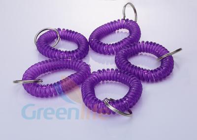 China Stretchable Purple Plastic Wrist Coil Bracelet 55 MM Fall Protection For Keys for sale