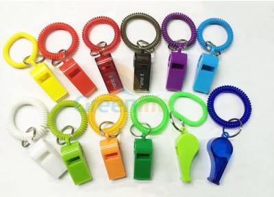 China Flex Colored Plastic Wrist Coil With Whistle Soft Spring Coil Key Chains for sale