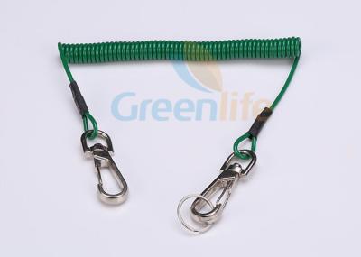 China Retention Dark Blue Coil Tool Lanyard PU Coated Split Key Ring For Hand Tools for sale