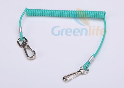 China Customizable Sky Blue Coil Tool Lanyard Swivel Spring With Metal Snap Clips for sale