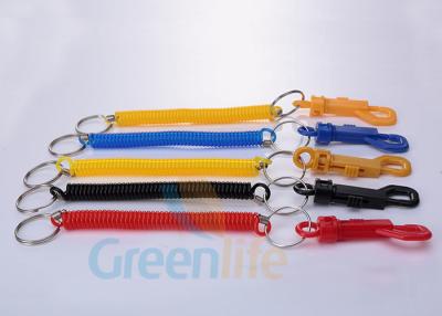 China Economical Expandable Coiled Key Lanyard With PP Belt Clip / Split Ring for sale