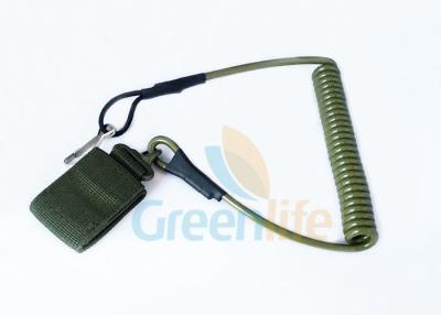 China Army Green Strong Tactical Coil Tool Lanyard PU Retention For Protection for sale