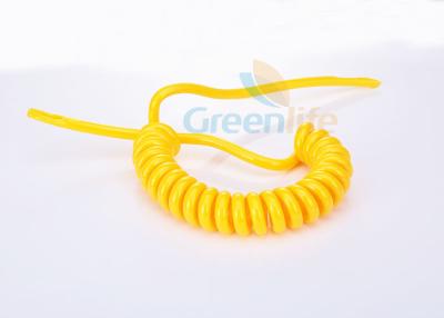 China Bright Yellow PU Tubbing Coiled Power Cable ,  Rope Coiled Wire Cable Swivelling Design for sale